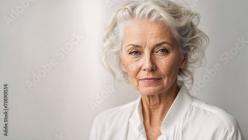 Close-up portrait of gorgeous senior lady. Highly detailed image