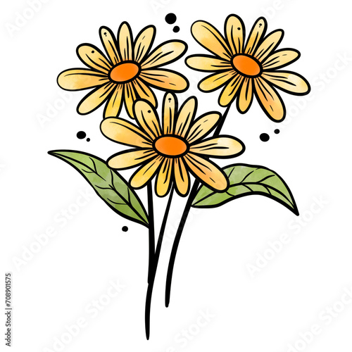 beautiful yellow flower bucket illustration