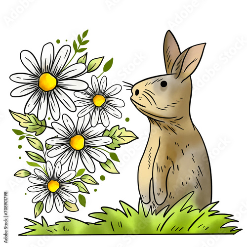 cute bunny and flower illustration