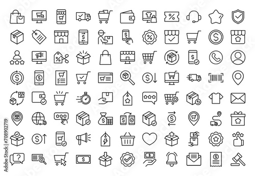 E-commerce line icons set. Vector line icons.