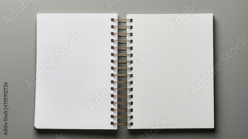 Above Photo of Two Empty Notebooks on Grey Background – Minimalistic Design for Creative Minds, Perfect for Commercial Use, Download Now