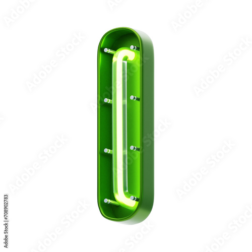 I  Letter 3D Shape Neon Text. 3d illustration, 3d element, 3d rendering. 3d visualization isolated on a transparent background photo