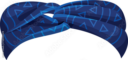 Blue geometric ornament tied bandana headscarf head textile accessory vector flat illustration photo