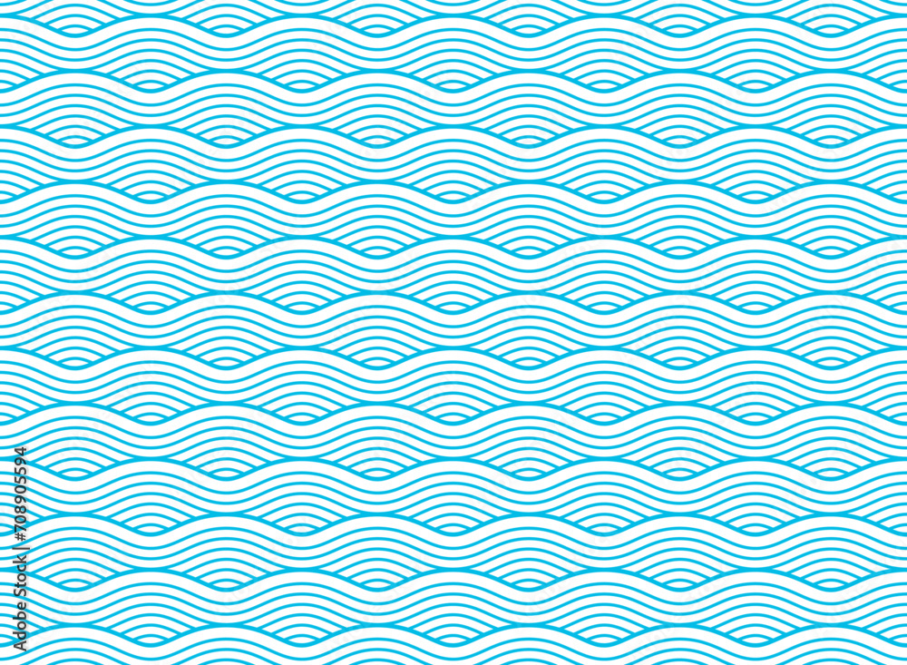Fototapeta premium One-color seamless pattern with waves
