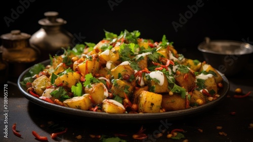 Aloo Chaat Indian dish.. Generative AI