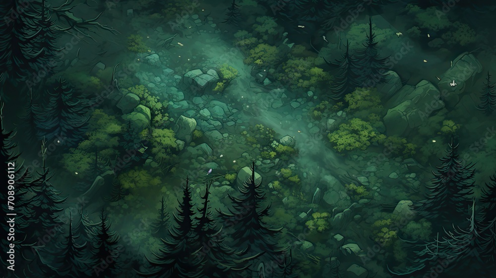 Fototapeta premium top down forest texture As comic