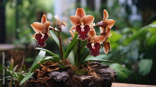 Brown Cattleya Orchid.. Generative AI