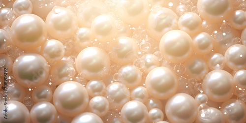 close-up of many shining mother-of-pearl pearls, glamorous background, texture wallpaper, aesthetics