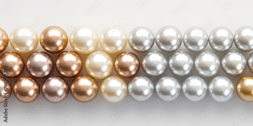 beautiful shining mother of pearl pearls in a row on a white background
beautiful shining mother of pearl pearls in a row on a white background