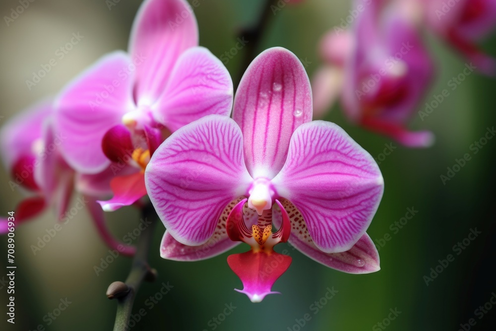 Flower pink botany. Adorable and gorgeous orchids with violet striped. Generate AI Flower pink botany. Adorable and gorgeous orchids with violet striped. Generate AI