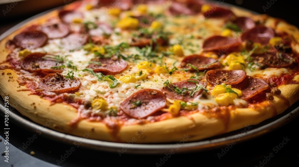 Homemade pizza close-up.. Generative AI Homemade pizza close-up.. Generative AI