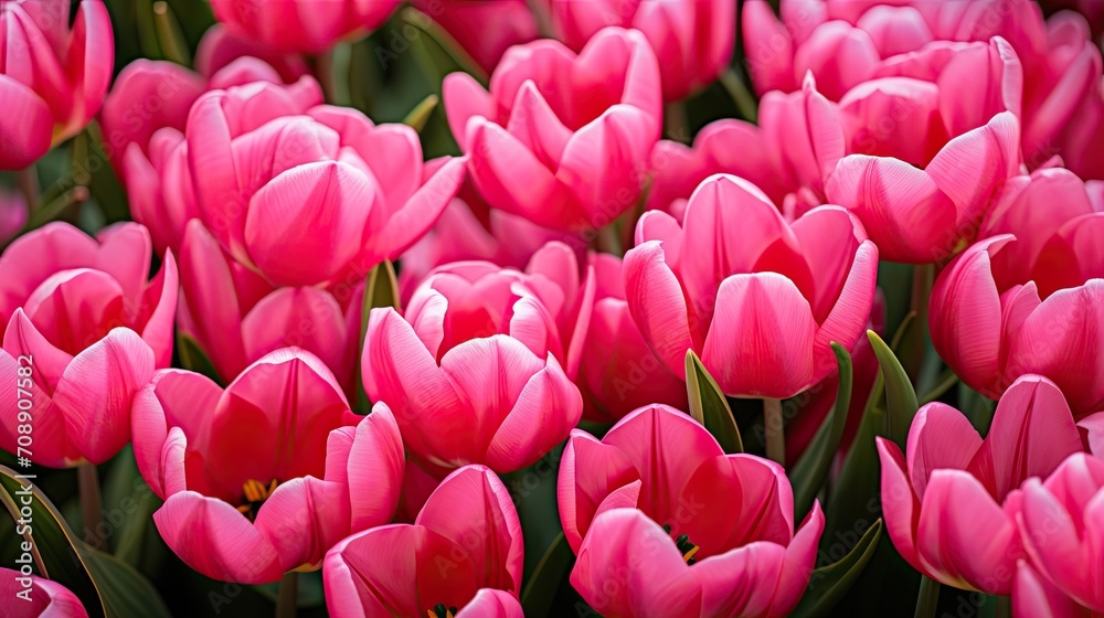 Obraz premium Hot pink tulips.. Generative AI