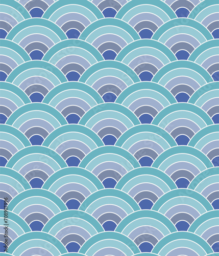 Seamless colorful geometric vintage pattern of circles in retro pastel colors. Vector image