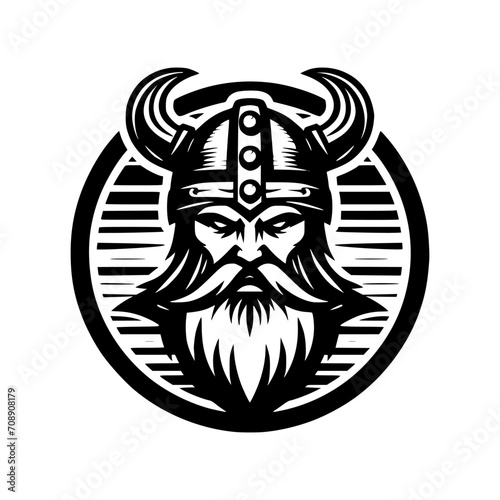 Vector logo of a Viking head. black and white logo of Norse guy. suitable for tattoo, emblems, logo