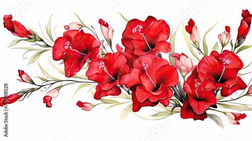 Fotografia Red gladiolus postcard.. Generative AI