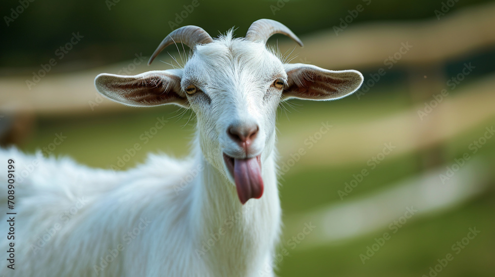 Funny sheep. Portrait of a goat showing tongue. AI Generative Funny sheep. Portrait of a goat showing tongue. AI Generative