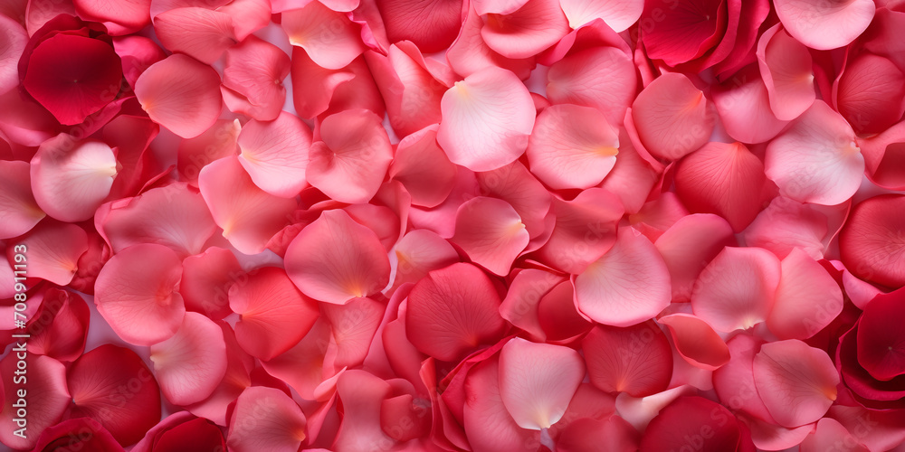 delicate, romantic pink rose petals laid out on a pink background, postcard, banner for filling or decoration for the holiday delicate, romantic pink rose petals laid out on a pink background, postcard, banner for filling or decoration for the holiday
