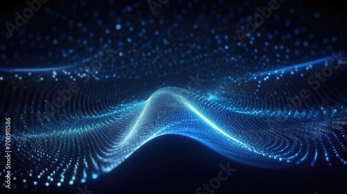 a futuristic blue light wave background , wave technology digital network background with blue light, digital wave effect, corporate concept, Cyberspace of future.Science and innovation of technology.