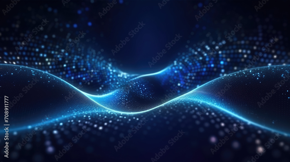 a futuristic blue light wave background , wave technology digital network background with blue light, digital wave effect, corporate concept, Cyberspace of future.Science and innovation of technology.