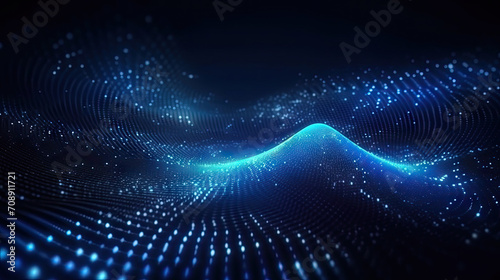 a futuristic blue light wave background , wave technology digital network background with blue light, digital wave effect, corporate concept, Cyberspace of future.Science and innovation of technology.