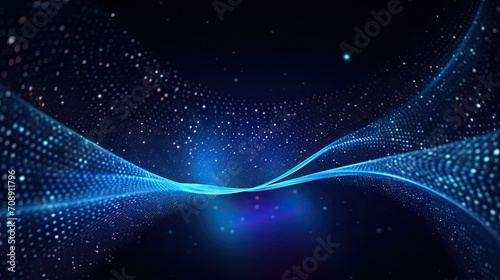 a futuristic blue light wave background , wave technology digital network background with blue light, digital wave effect, corporate concept, Cyberspace of future.Science and innovation of technology.