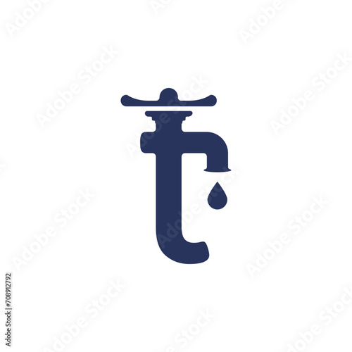 Faucet T letter logo vector. Simple and modern. Suitable for the construction, plumbing, mechanical or business related industries with logos.