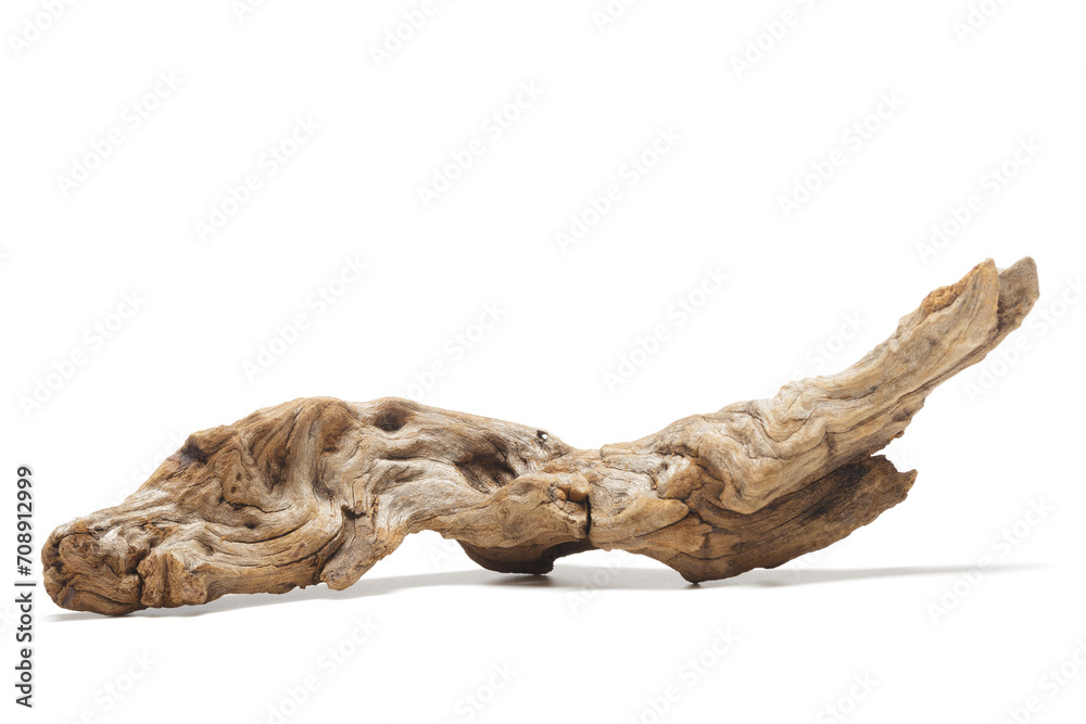 Close up of textured driftwood on isolated white background Close up of textured driftwood on isolated white background