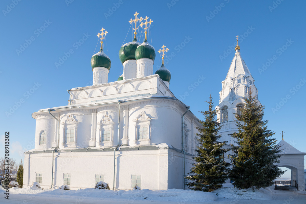 The ancient Church of the Annunciation of the Blessed Virgin Mary in the Nikitsky Monastery on a January day. Pereslavl-Zalessky. Golden ring of Russia
