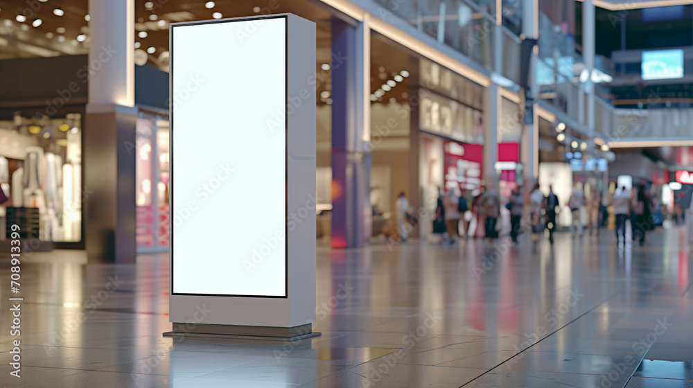 White blank Lightbox, Group of People Walking Through a Mall - obrazy, fototapety, plakaty 