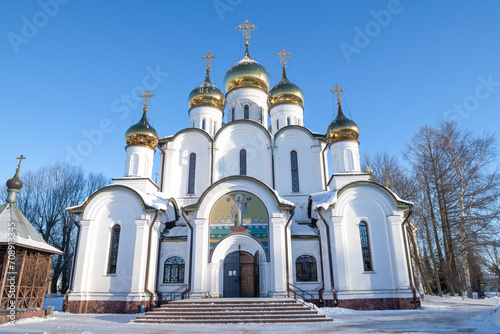 St. Nicholas Cathedral of the St. Nicholas Convent on a sunny January day, Pereslavl-Zalessky. Golden ring of Russia