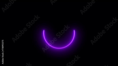 Abstract seamless loop neon circle, neon light trail circle animation on black background. Endless circular looping pattern. Abstract light to streak roundness photo