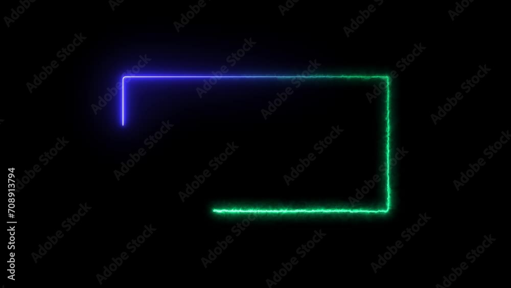  glowing neon light rectangle frame animation 4k