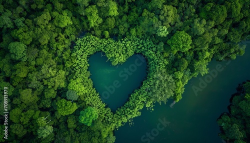Trees Shaped Like a Heart in River