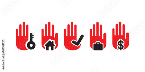 Business Hands Icons - Property Set of icons. High quality photo - Business Hands Icons - Property Set of icons
