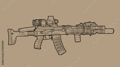 Ak based gun with tuning and optics