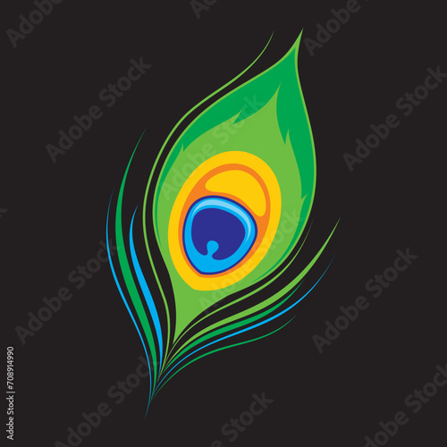 Abstract peacock feather design with vibrant colors and shapes - Peacock Feather - Minimal Illustration - Logo 