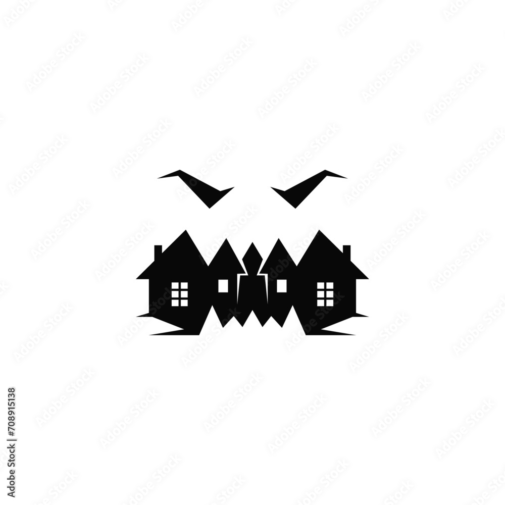 Horror house creative logo design.