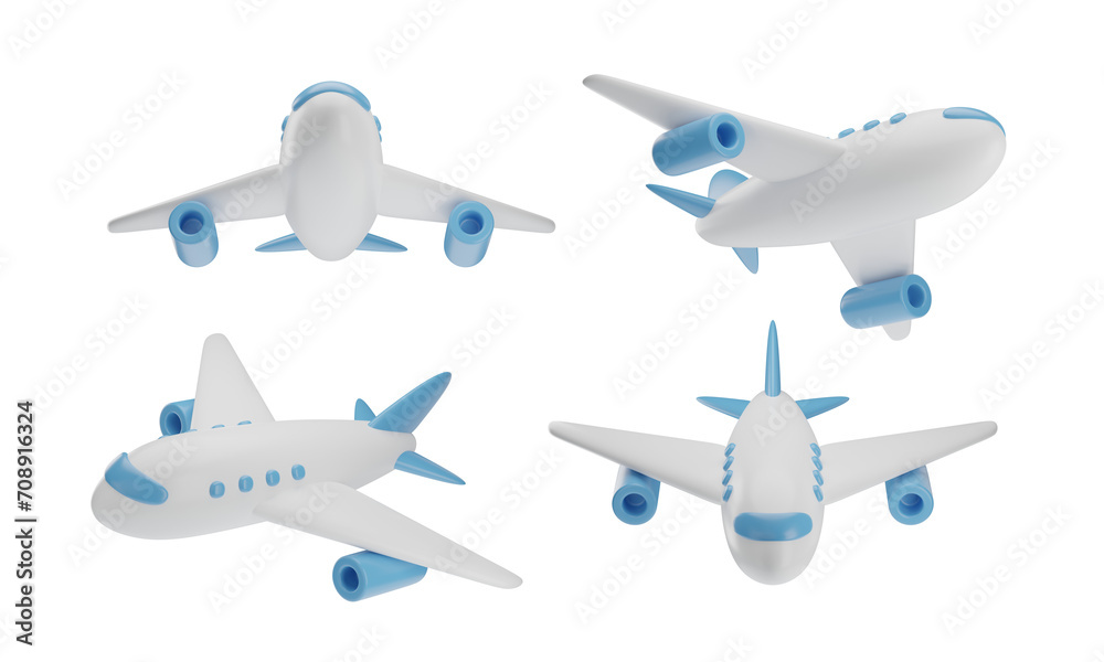 Set of airplane with transparent background, 3d aircraft, PNG, Isolated, blue Set of airplane with transparent background, 3d aircraft, PNG, Isolated, blue