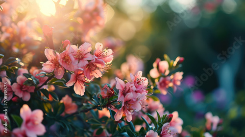 A blooming pink flower in the morning © wai