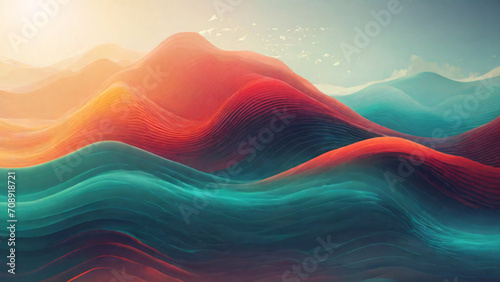 Abstract colorful wavy background. 3D Rendering, Illustration.