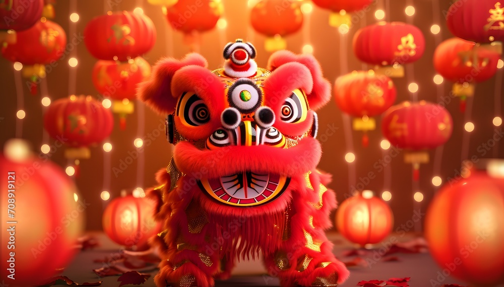 Lunar New Year Lion Dance Festivity Lunar New Year Lion Dance Festivity