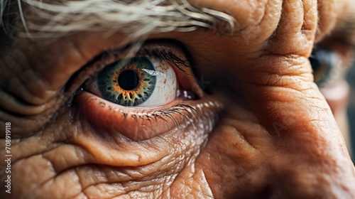 Macro photography of old man eye