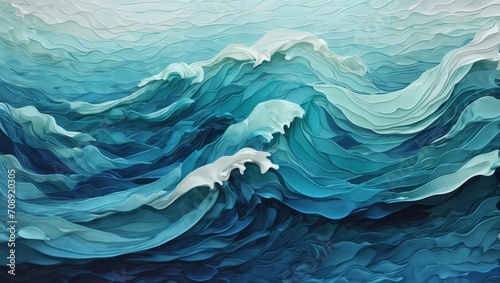 Blue gradient with beautiful waves theme made by AI generative