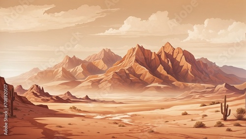 epic dry and barren desert illustration made by AI generative
