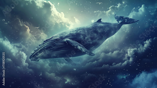 whale on the sky, fantasy world photo
