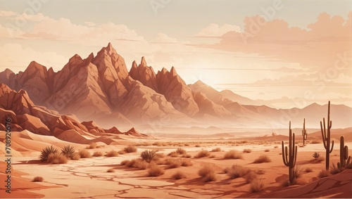illustration of a dry and barren desert made by AI generative