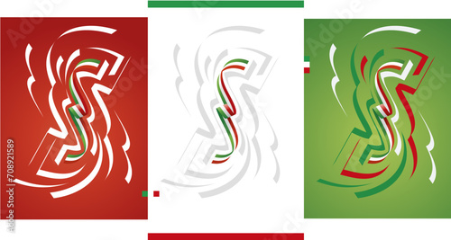 Italian flag ribbon vector illustration set on red white green isolated background. Simple usage flag of Italy for poster, brochure, flyer, cover, banner, holidays, carnevals, festive, anniversaries