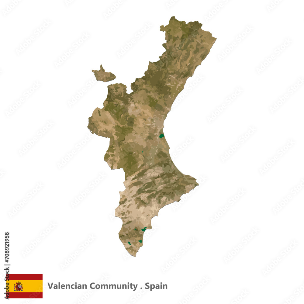 Valencian Community, Autonomous Community of Spain Topographic Map (EPS)