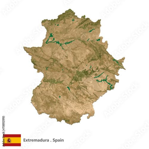 Extremadura, Autonomous Community of Spain Topographic Map (EPS) photo