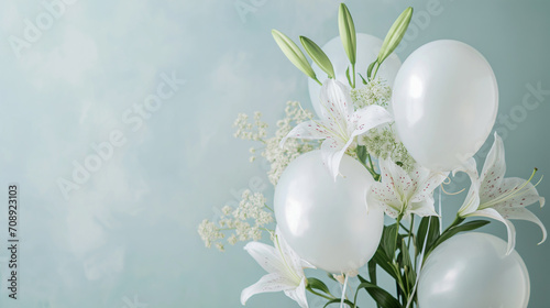 White Lilies and White Balloons-Copy Space